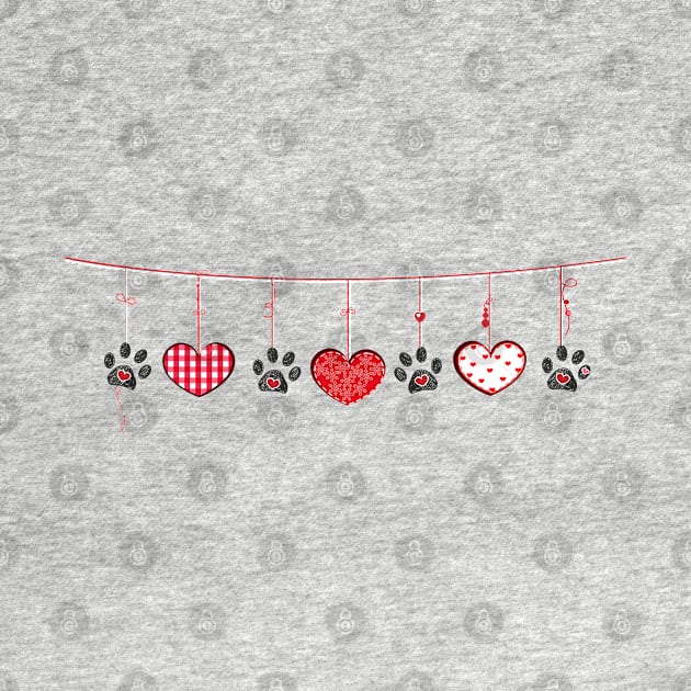 Black paw prints with hanging hearts by GULSENGUNEL